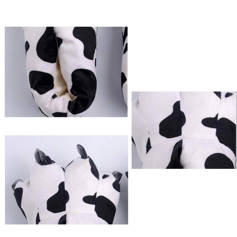 AISHNE Adult Cute Plush Animal Paw Slippers Fuzzy Warm House Shoes Cow M - Image 4
